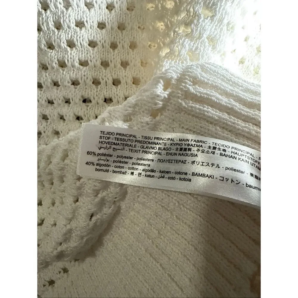 Zara white knit puff sleeve top Small